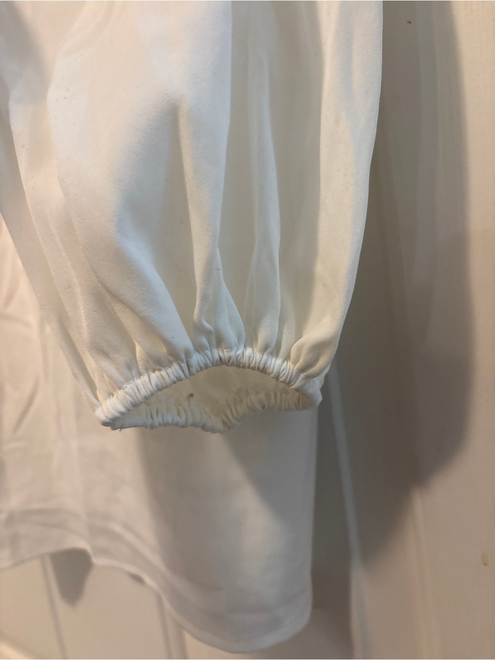 Women's White Elastic-Cuff Blouse - Classic Top